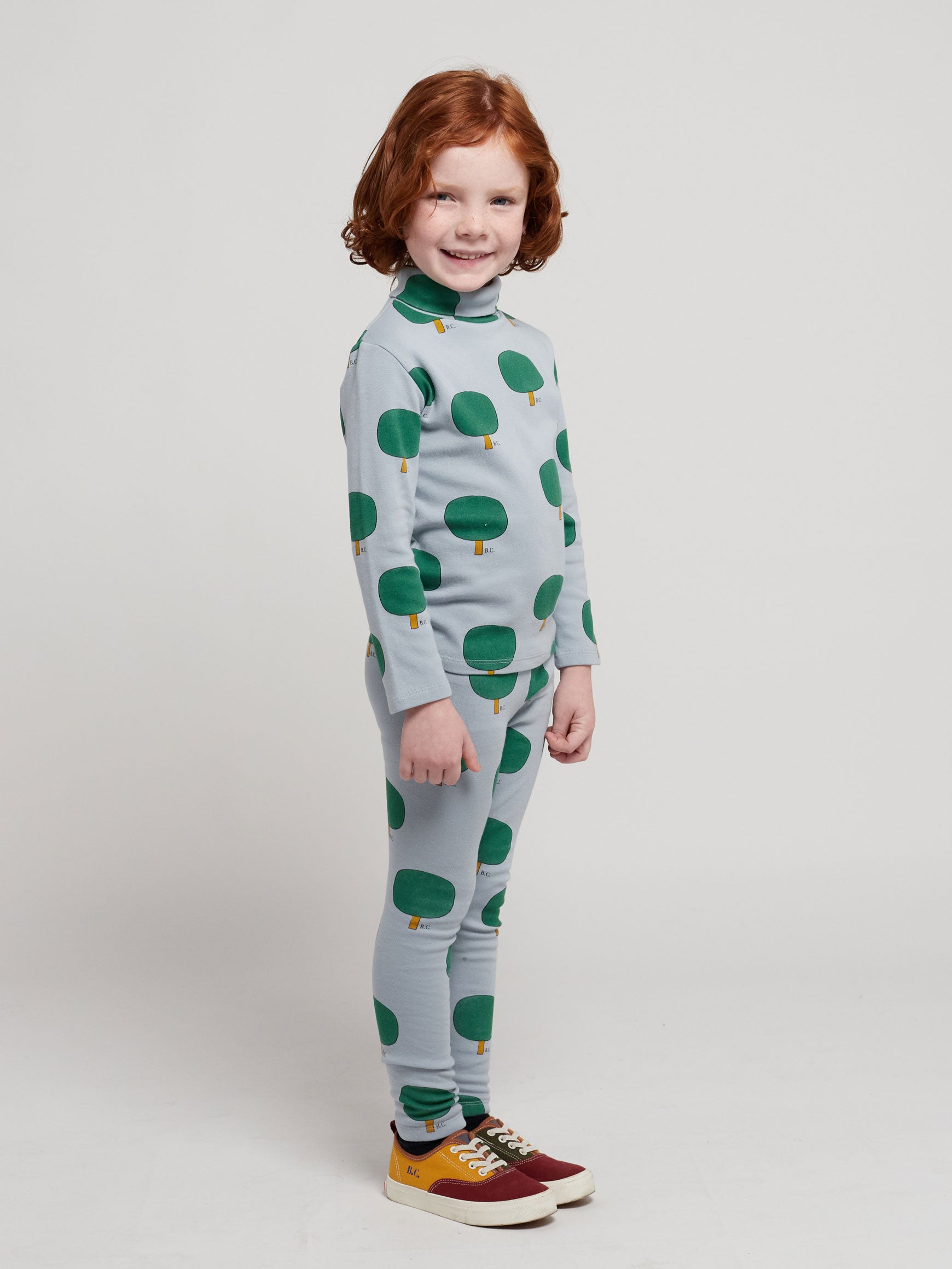 Green Tree all over turtle neck T-shirt - 2-3Y