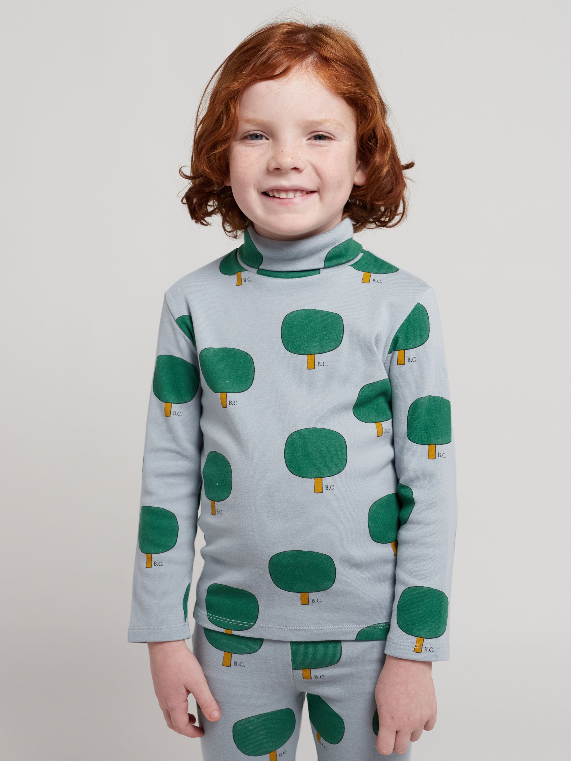 Green Tree all over turtle neck T-shirt – Bobo Choses