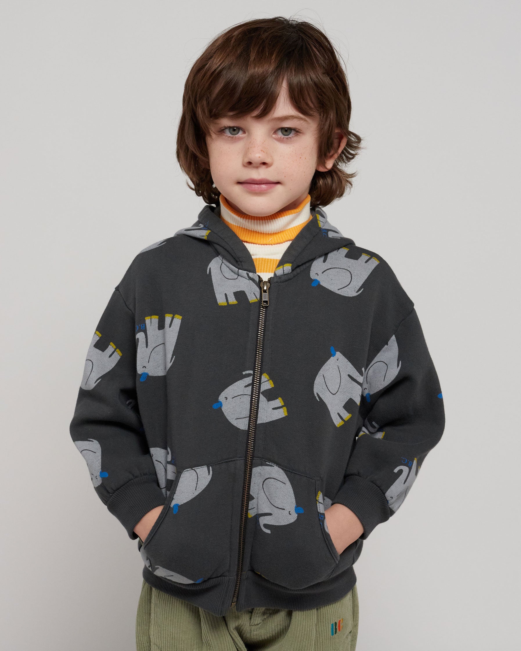 The Elephant all over zipped hoodie - 2-3Y