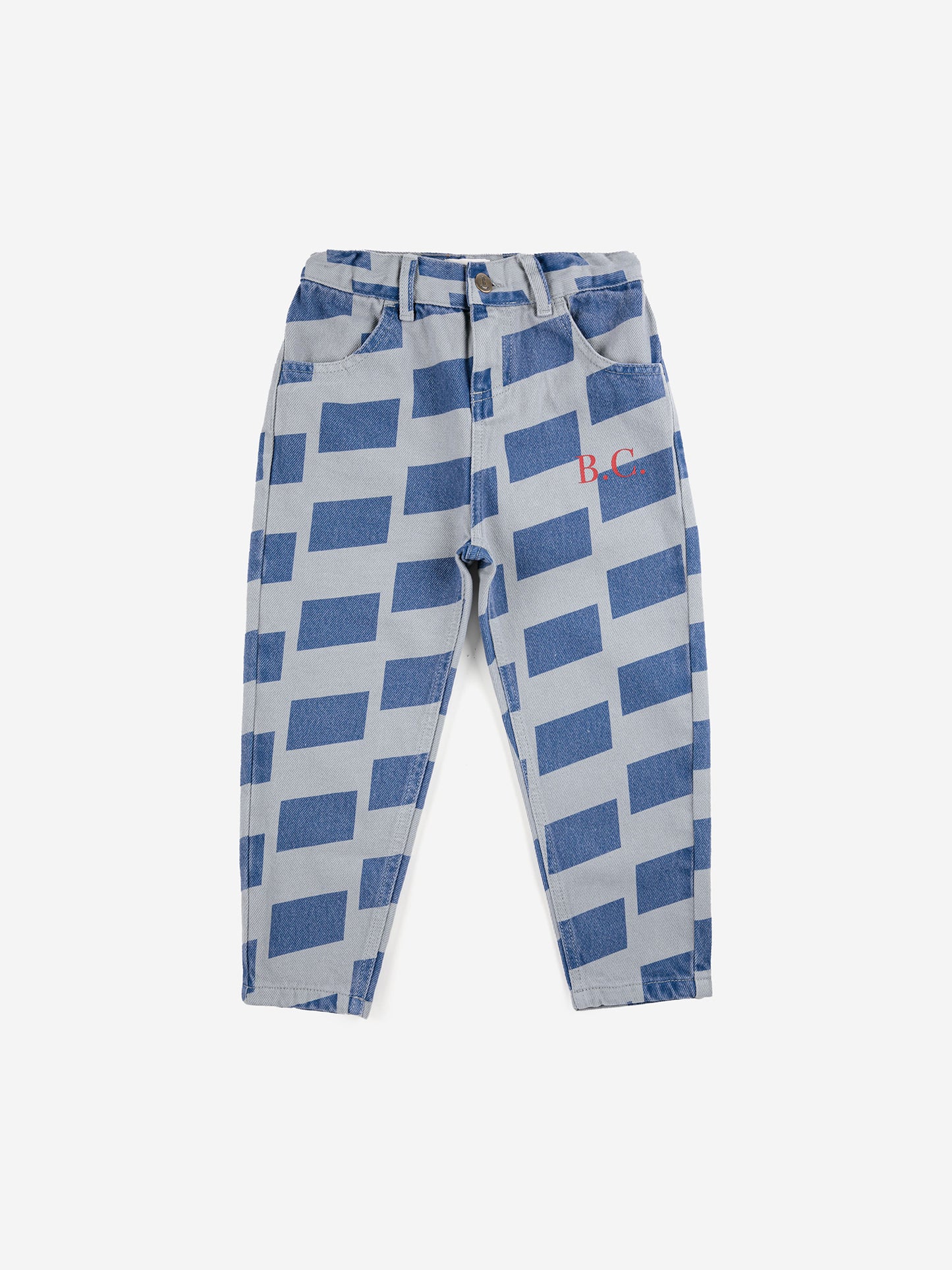 Checkered all over denim pants