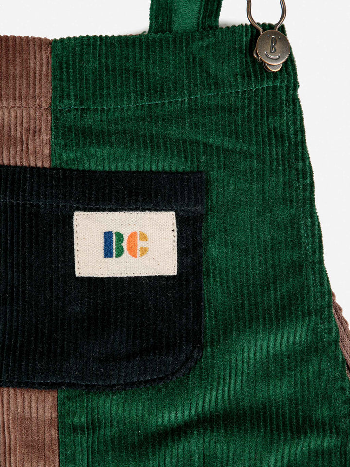 Color Block corduroy dungaree