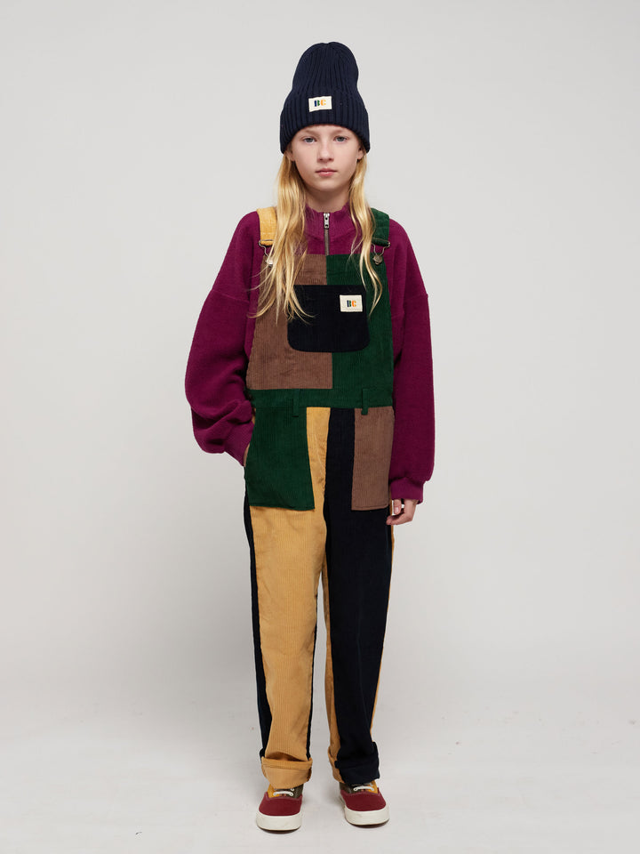 Color Block corduroy dungaree