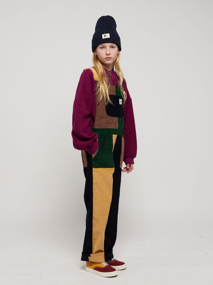 Color Block corduroy dungaree