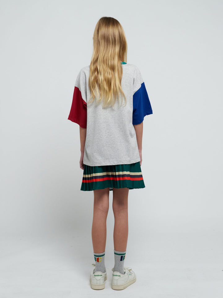 Stripes pleated woven skirt