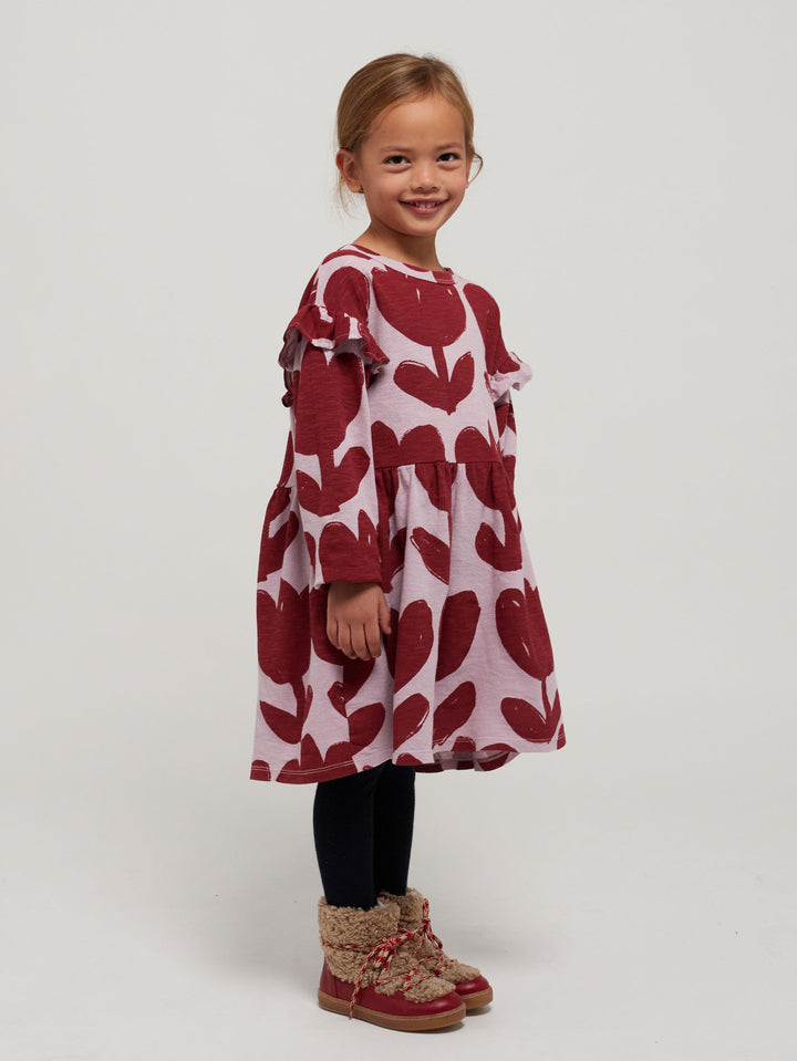 Retro Flowers all over ruffle dress