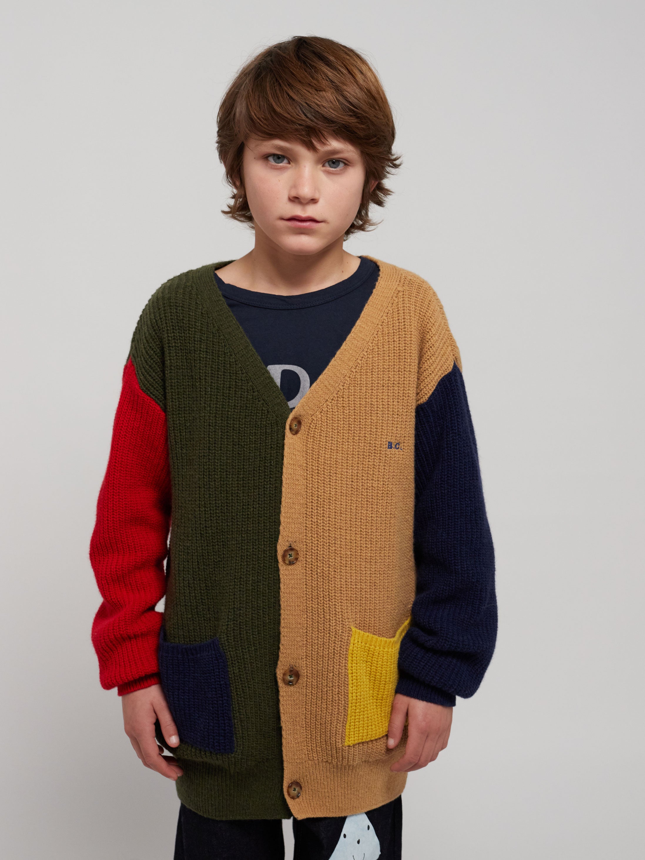 限定値下Ameri☆COLOR BLOCK OVER KNIT CARDIGAN-