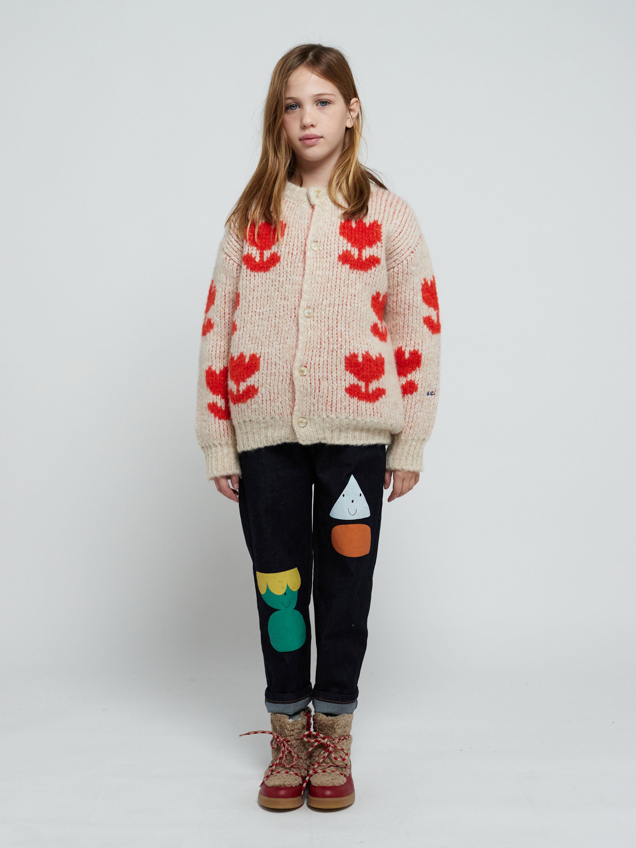 Retro Flowers all over jacquard cardigan - 2-3Y