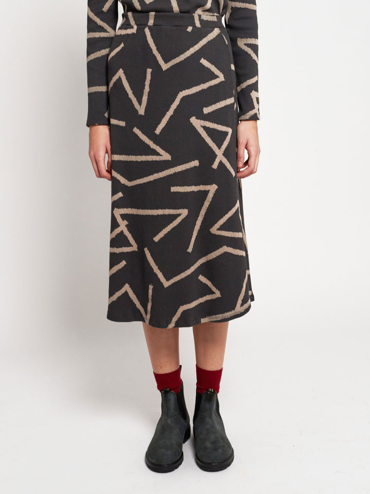 Lines all over flared skirt