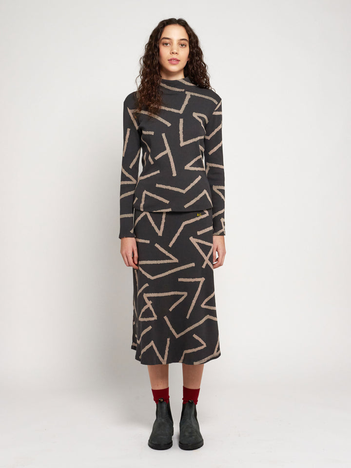 Lines all over flared skirt