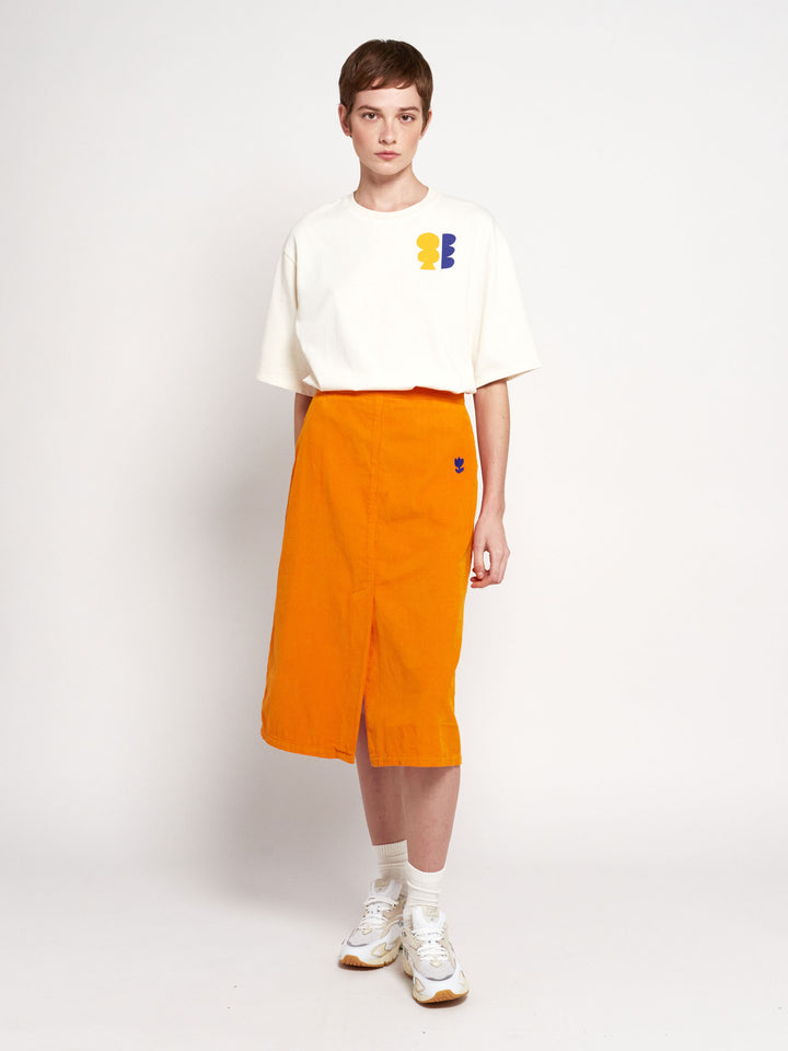 Embroidered corduroy skirt