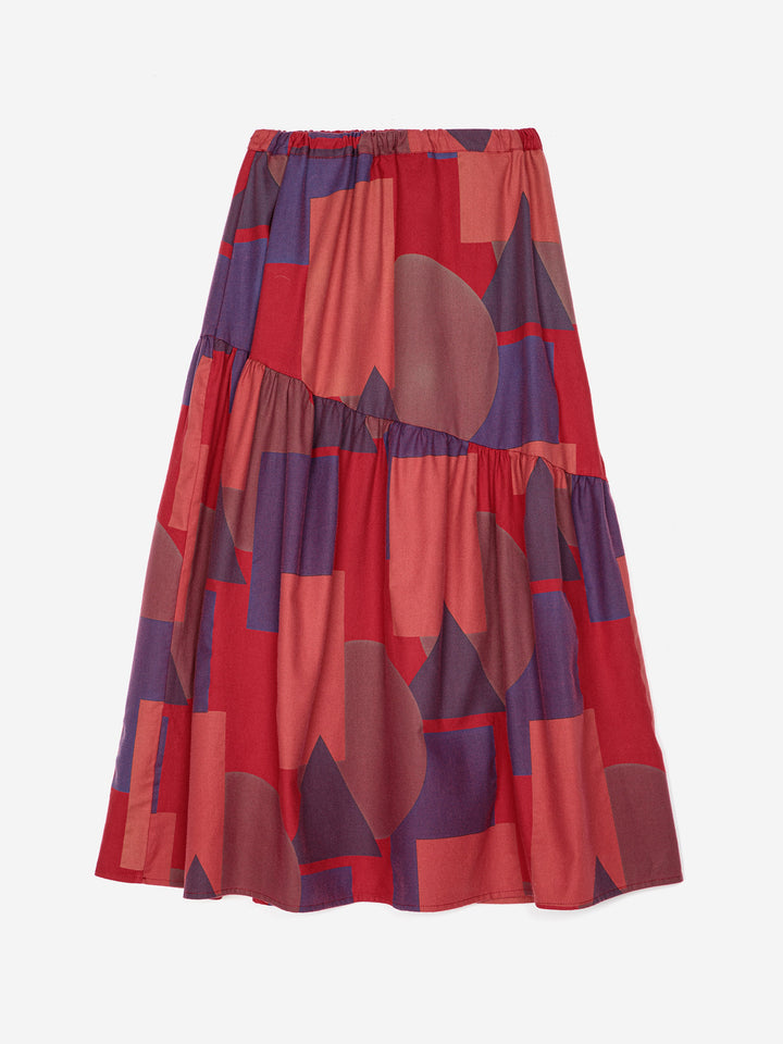 Geometric all over flared skirt