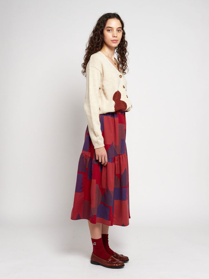 Geometric all over flared skirt