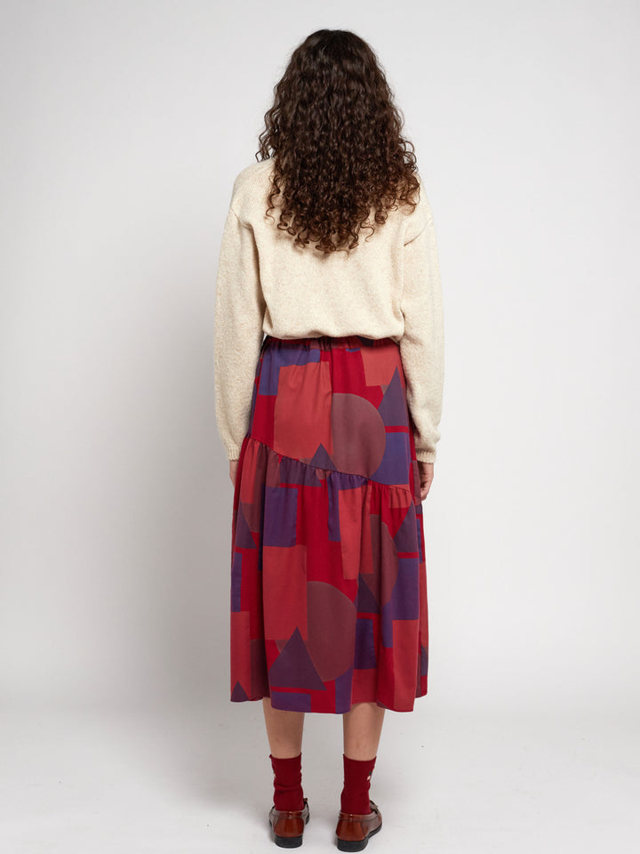 Geometric all over flared skirt