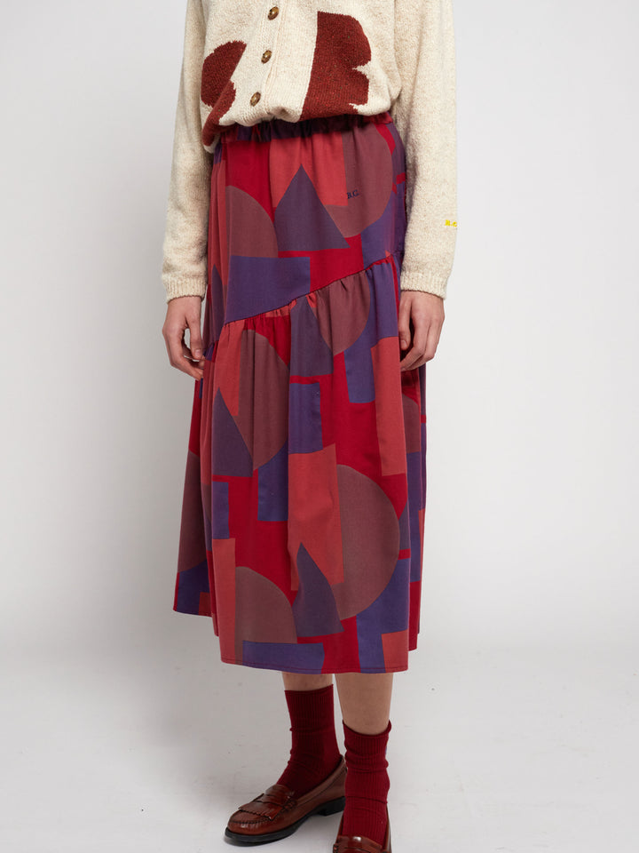 Geometric all over flared skirt