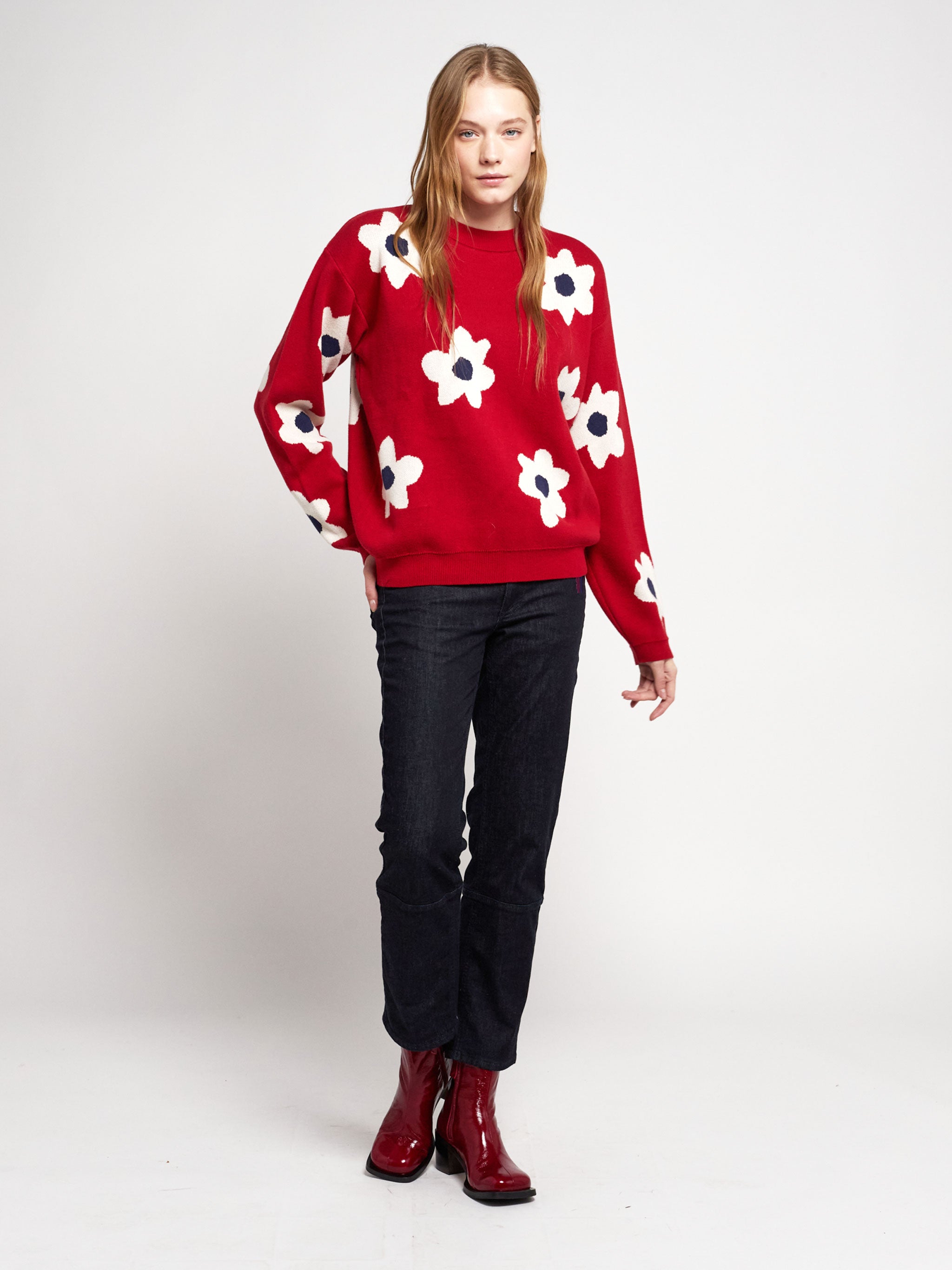 Flower jacquard jumper - S