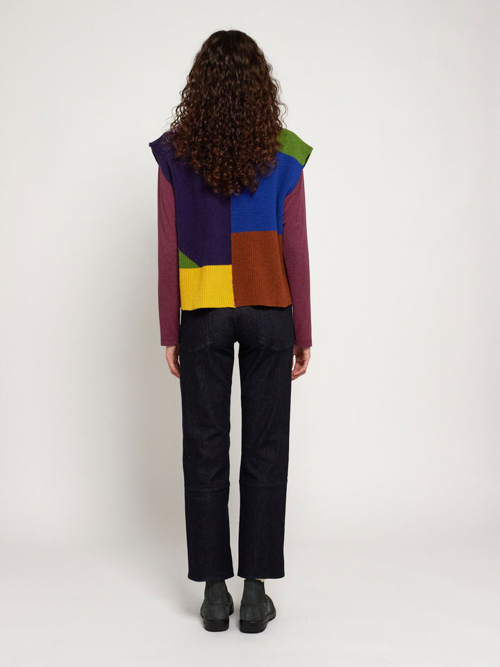 Chaleco intarsia bloques de color