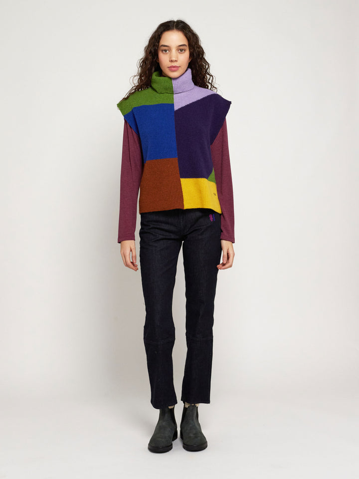 Chaleco intarsia bloques de color