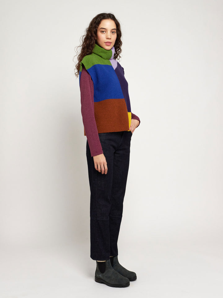 Chaleco intarsia bloques de color