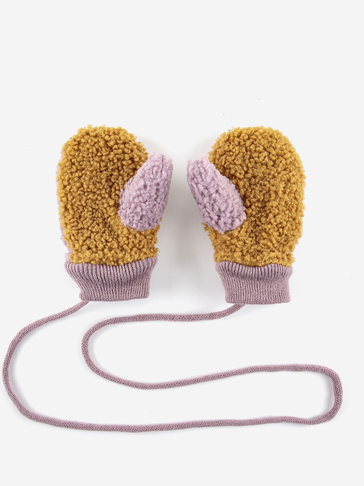 Baby Color Block lavander sheepskin gloves