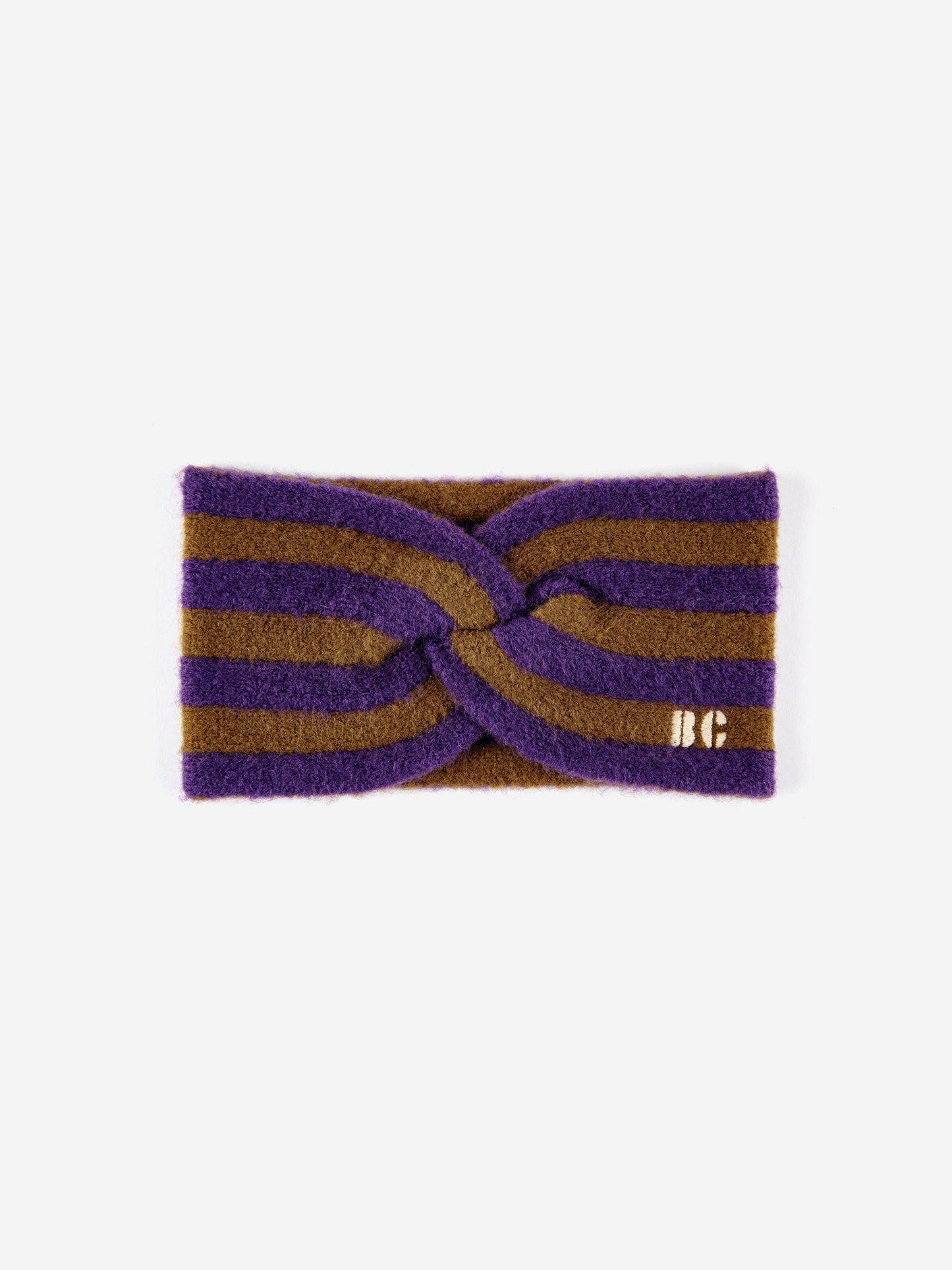 Striped knitted khaki headband