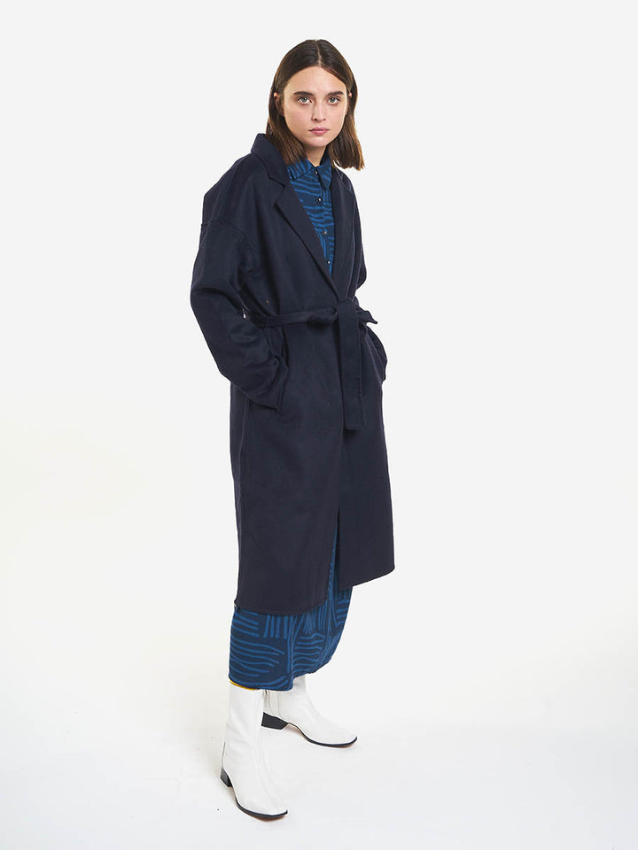 Abric llarg doble cara amb mescla de llanes