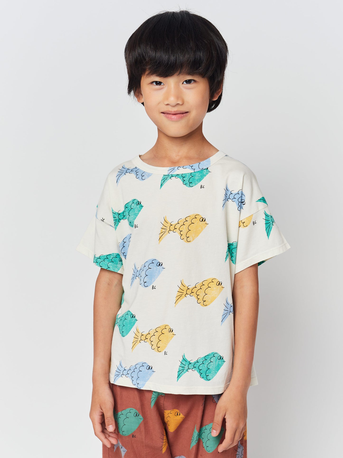 Camiseta estampado peces multicolor