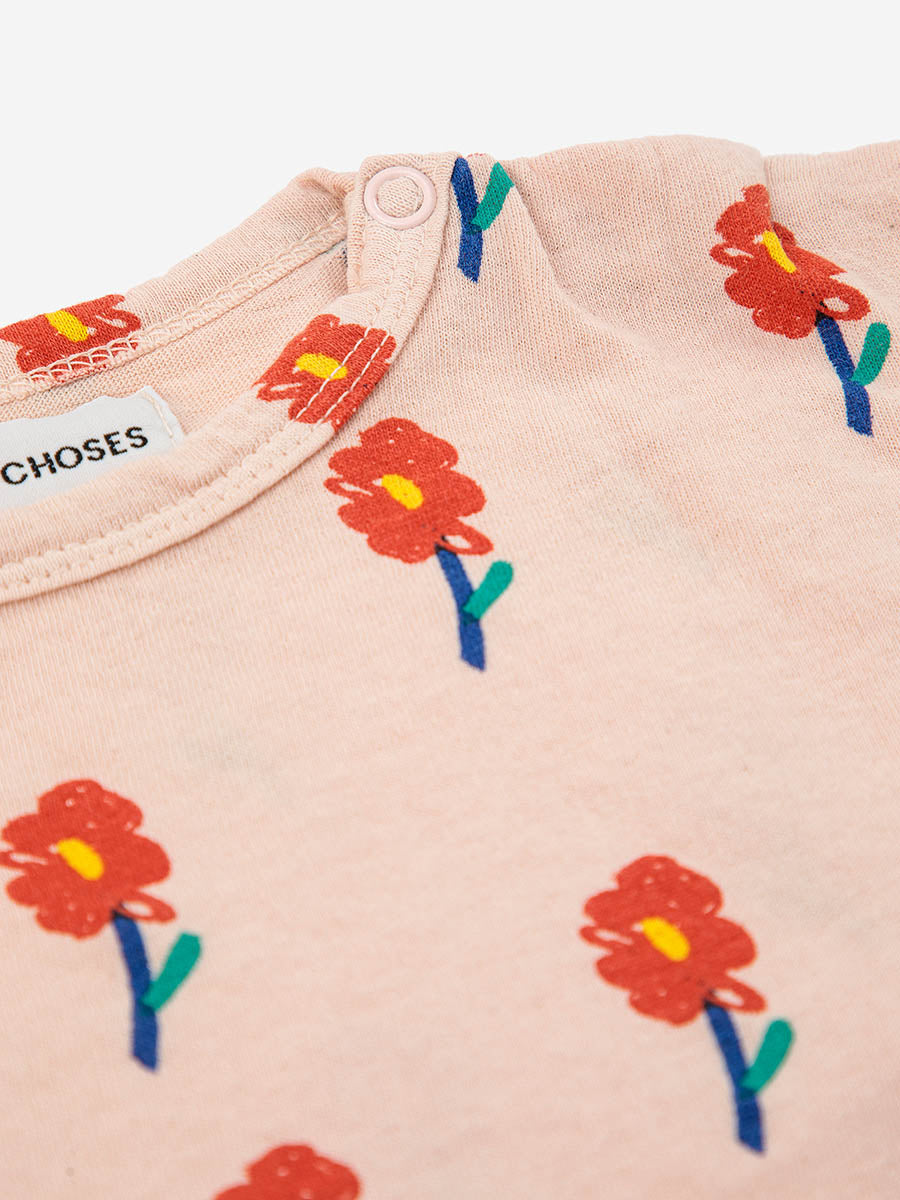 Camiseta manga larga niña estampado flores