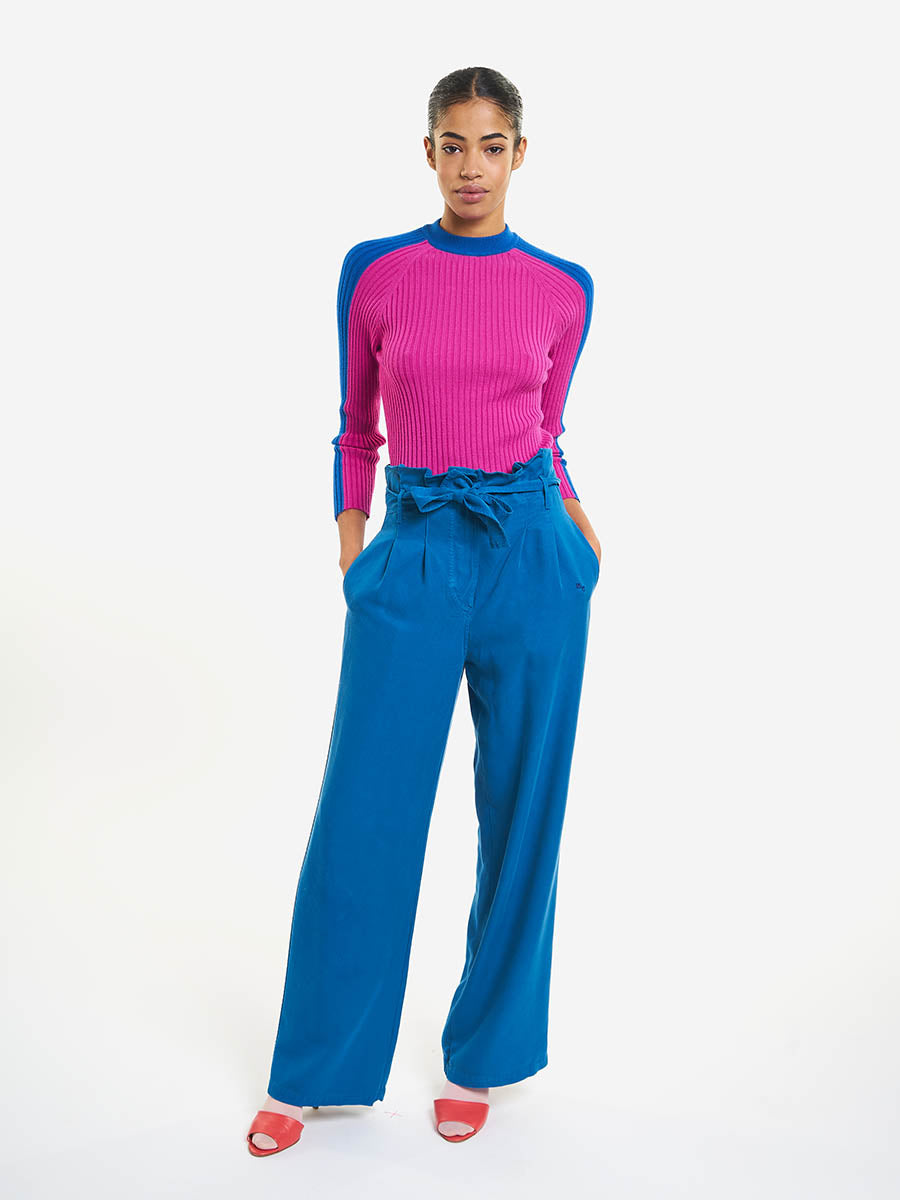 Color block ribbed knitted jumper