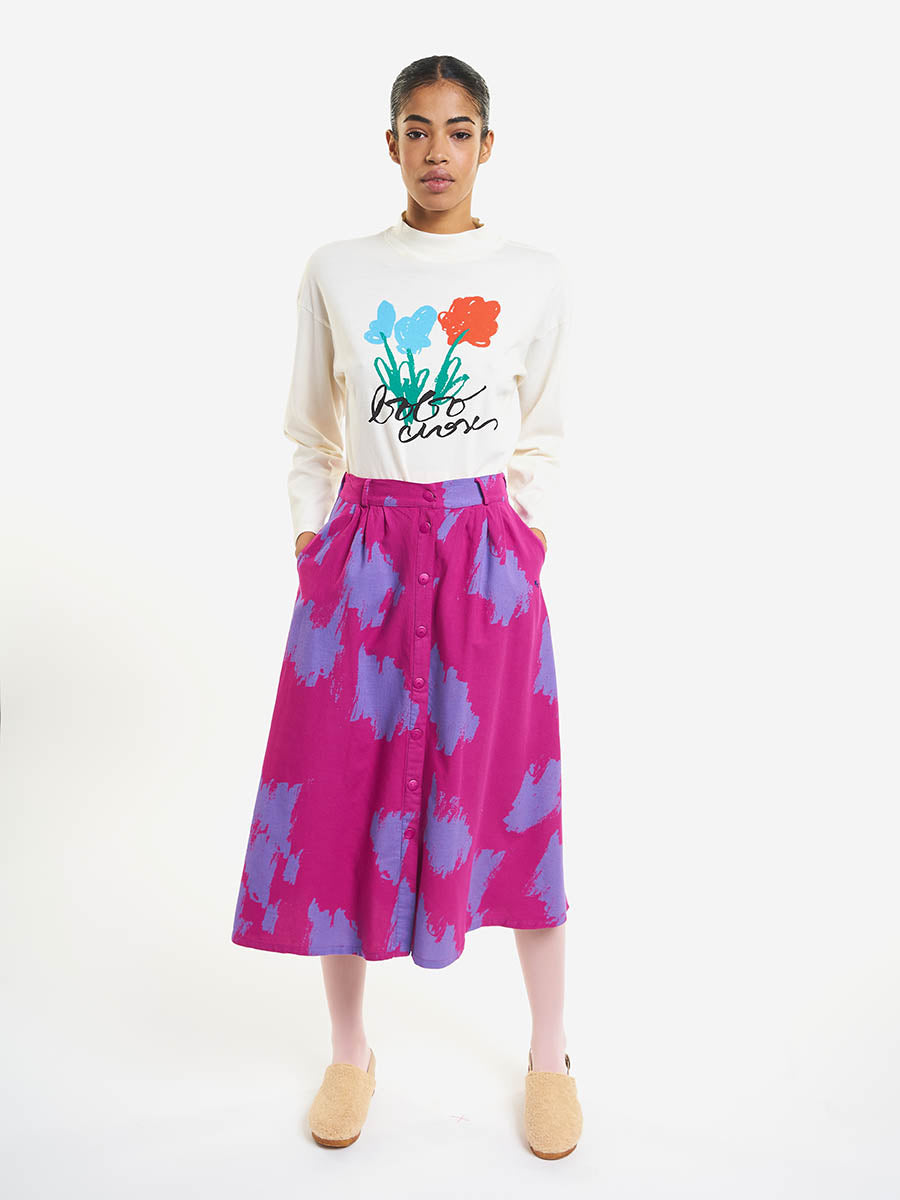 Abstract flowers oversized long sleeve T-shirt