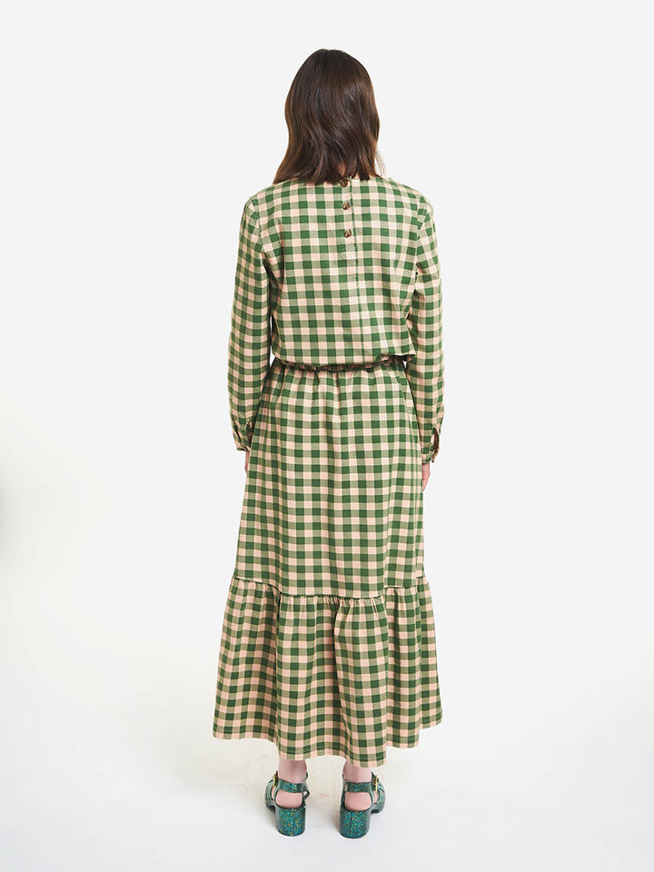 Checked flannel flared skirt
